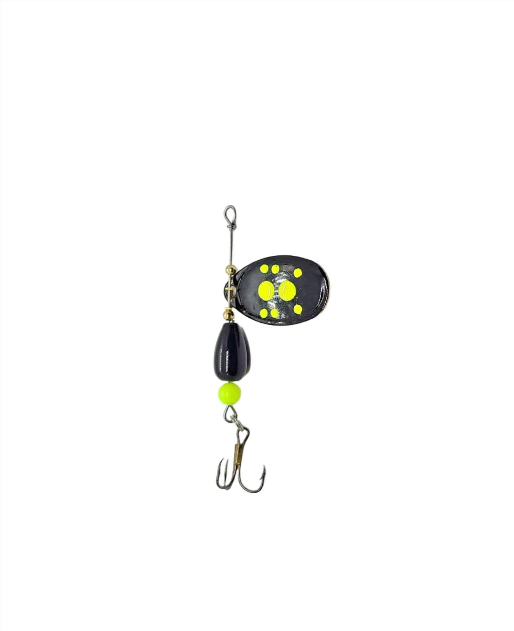 CHARTREUSE DOTS ON BLACK FRENCH BLADE - LEAD FREE