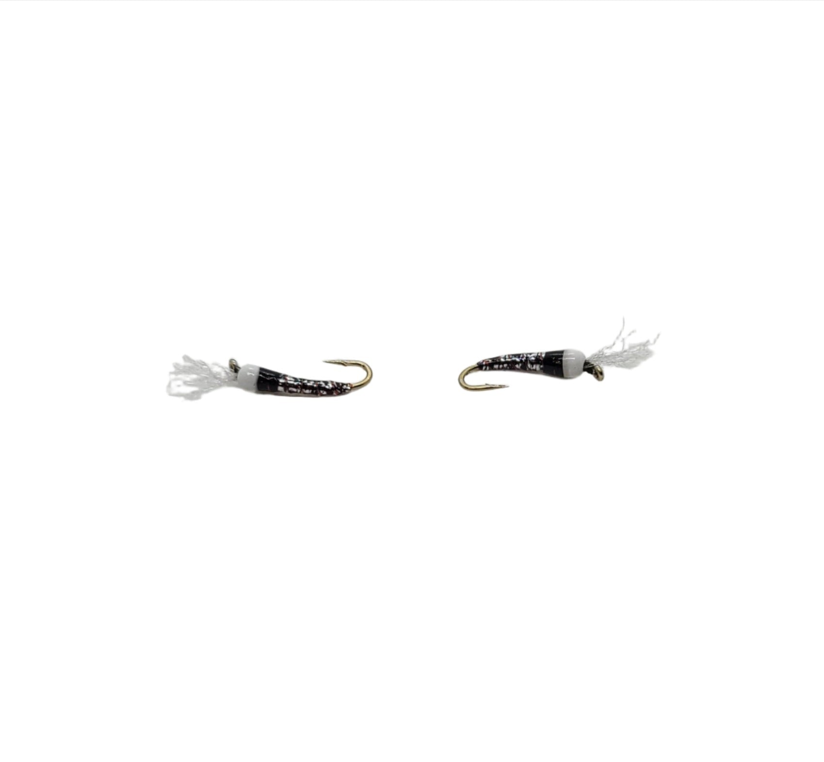 Curved Nymph 2X - Size 16 3/32  White Tungsten Bead, Krystal Flash, Chirony Skin, Thick Resin to finish