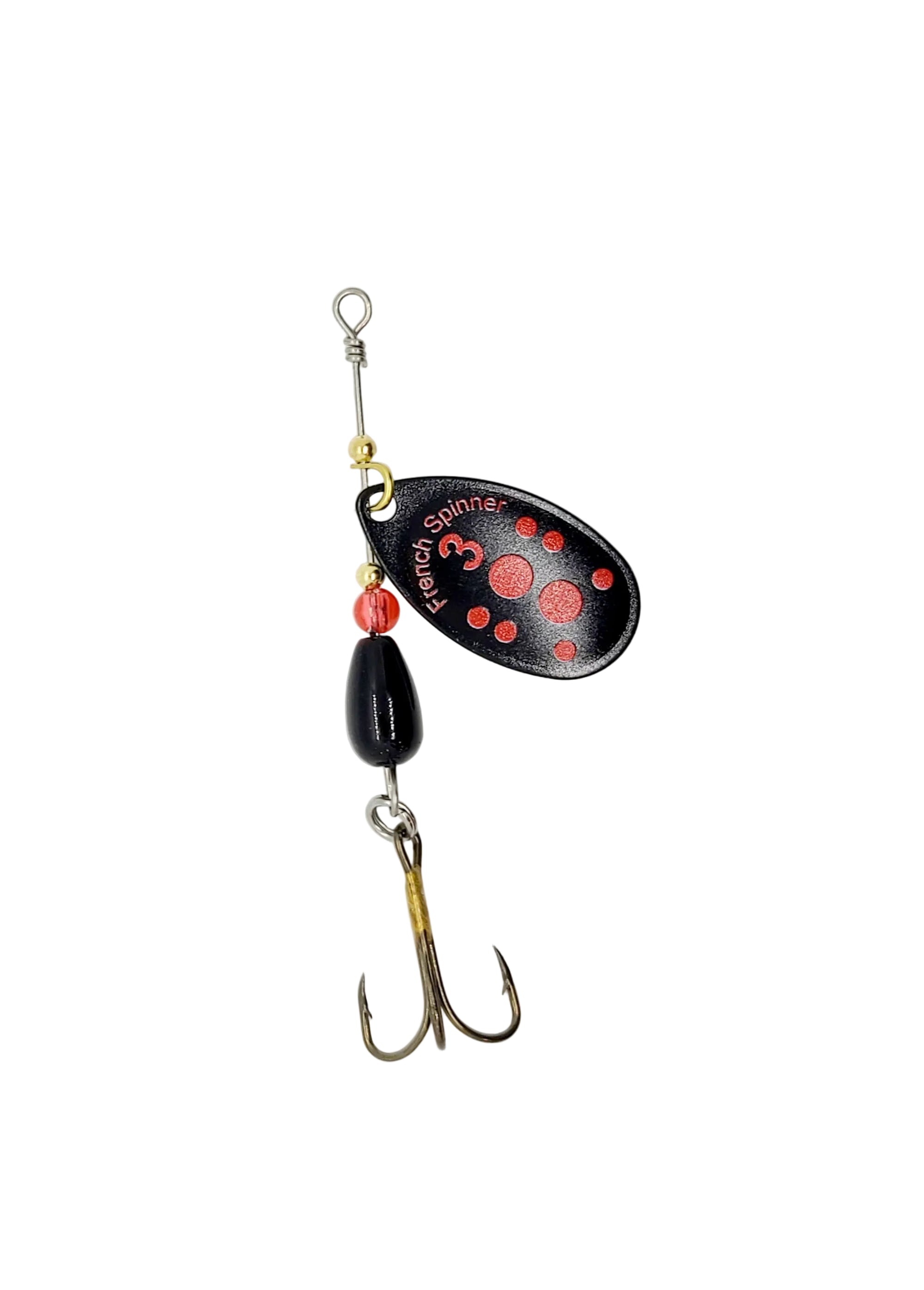 French Blade Spinner 3 Red dots on Black