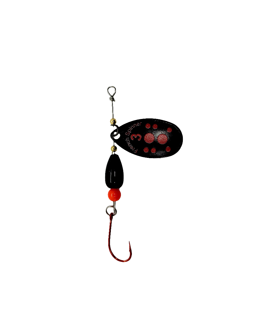 FRENCH BLADE RED BUG ON BLACK - LEAD FREE LURE