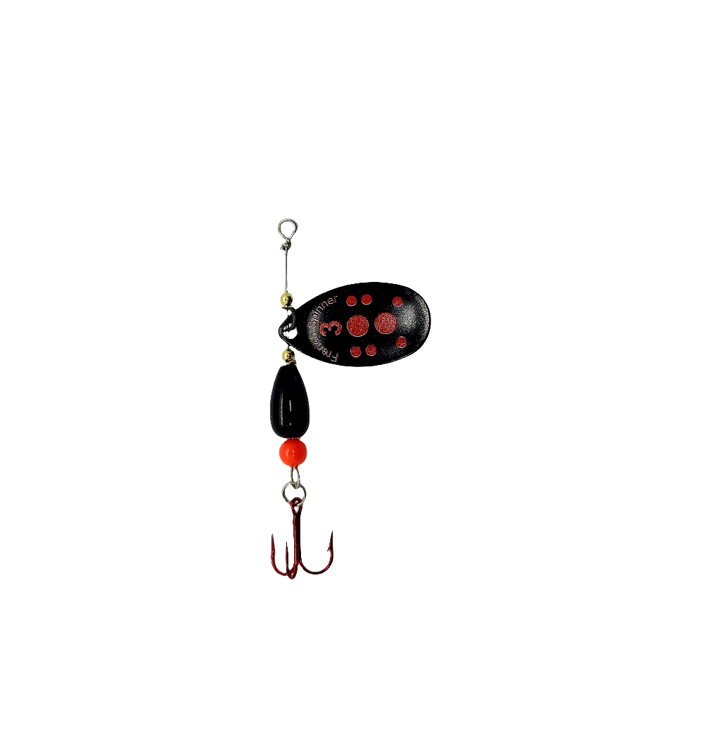FRENCH BLADE RED BUG ON BLACK - LEAD FREE LURE
