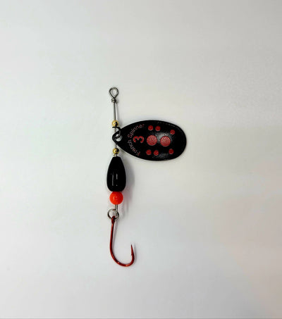 FRENCH BLADE RED BUG ON BLACK - LEAD FREE LURE
