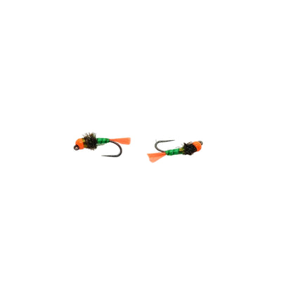 Fl. Orange Bead/Orange Floss/Green Biot/Peacock Herl