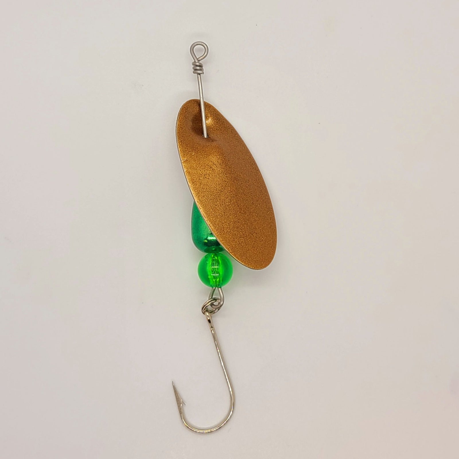 New Penny Blade-/Green Bead/Brass weight