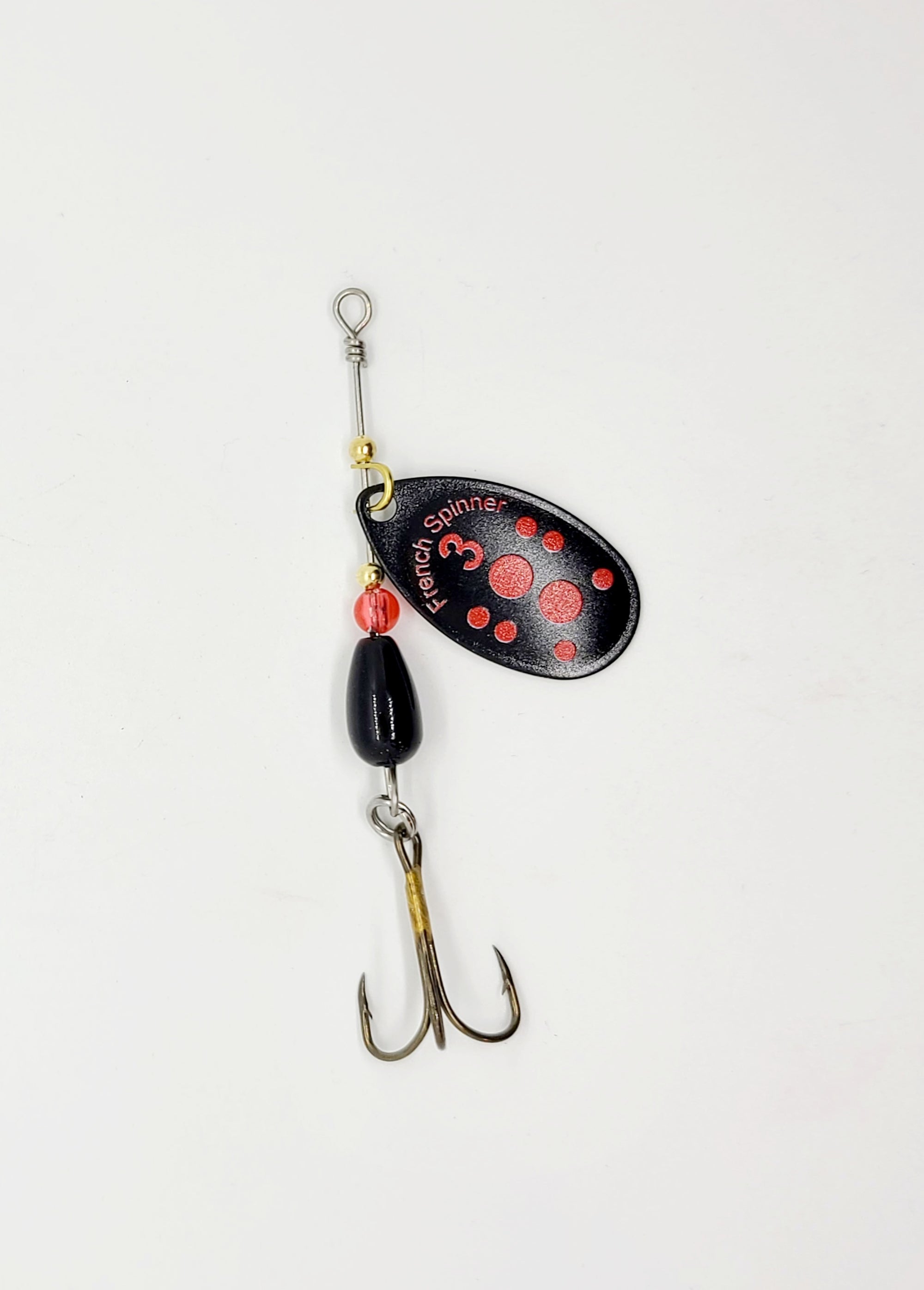 French Blade Spinner 3 Red dots on Black - Get'n Hook'd Lures