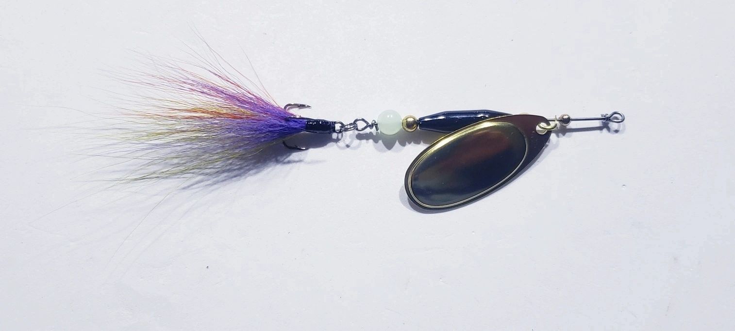Black with Purple, Orange and Olive buck tail