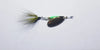 Bright green with Olive & white buck tail & Glow bead