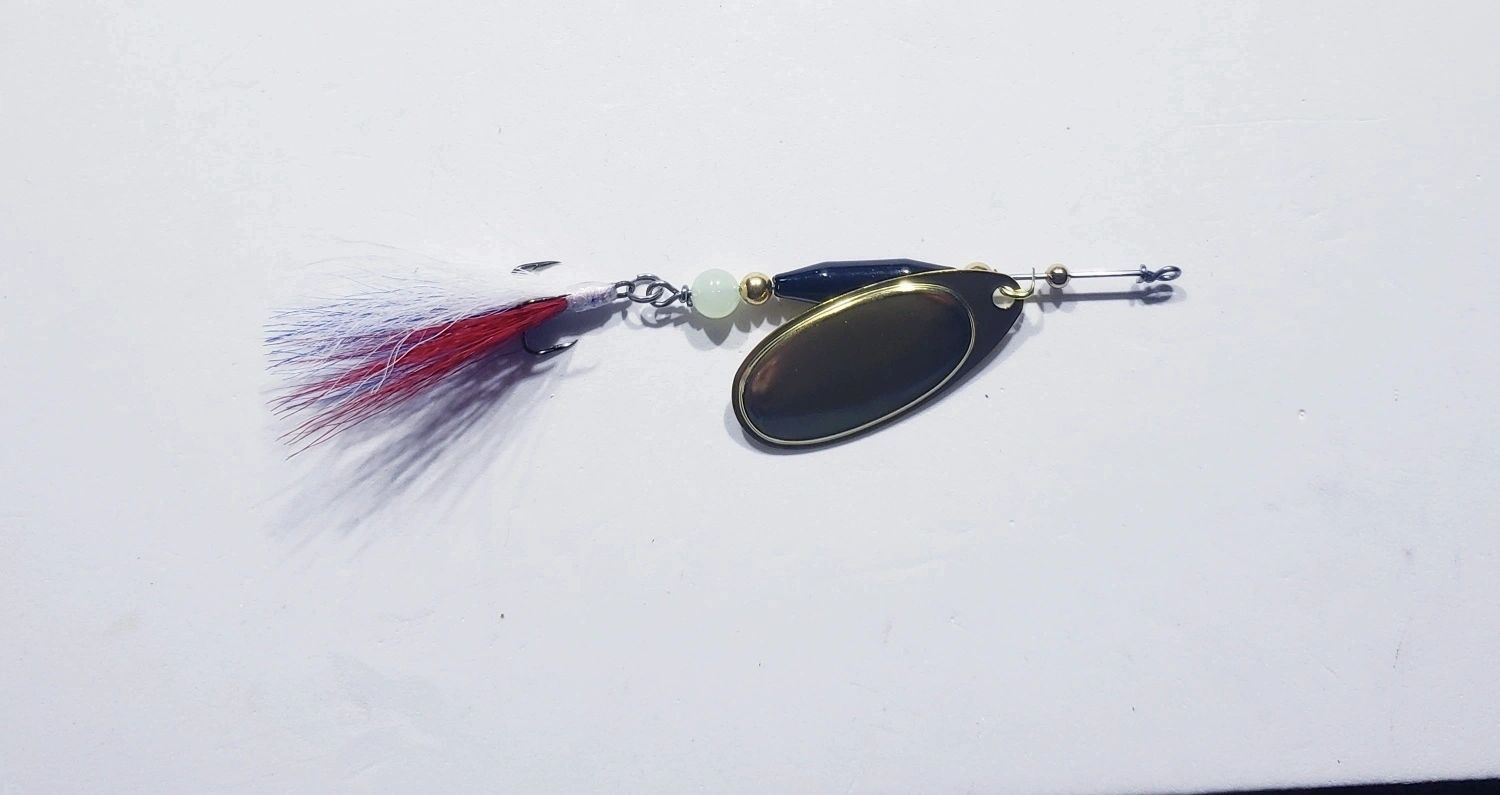 Black with Red, white, blue & Glow bead