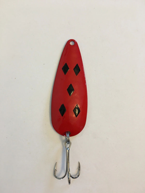 5 of diamonds lure for trout FIVE DIAMOND CASTING SPOON Color:Chartreuse Red Tiger/Red/Yellow 3 mythical lures to The original Dardevle spoon dark-green